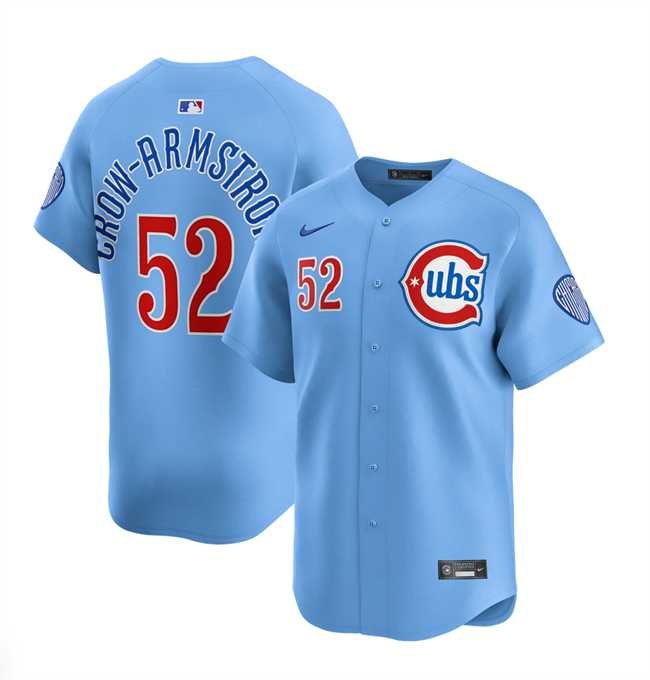 Mens Chicago Cubs #52 Pete Crow-Armstrong 2024-25 Blue 2nd Alternate Limited Stitched Jersey Dzhi